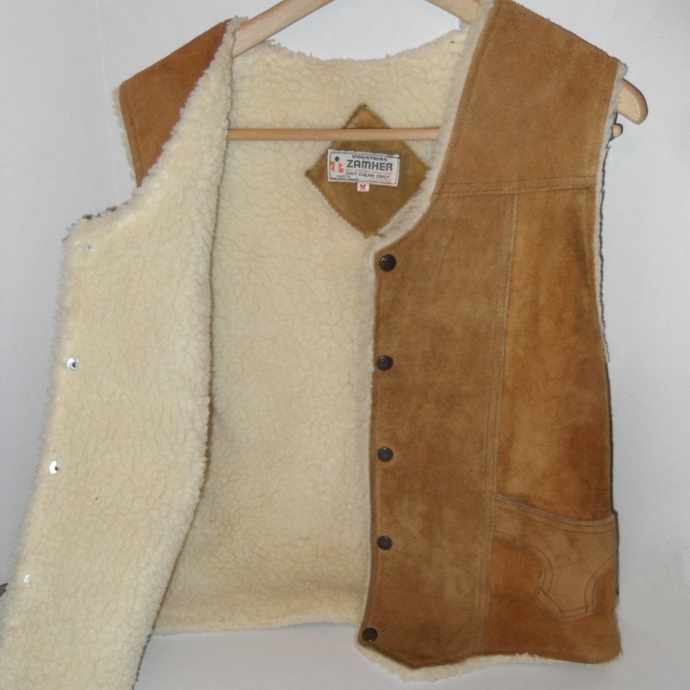 Tan Suede Vest men's med by Zamher Industries